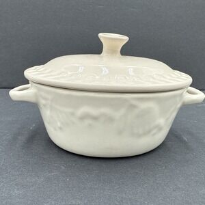 Vintage SIGNATURE Pottery Small Crock w/Lid 5 3/4"casserole Serving Dish